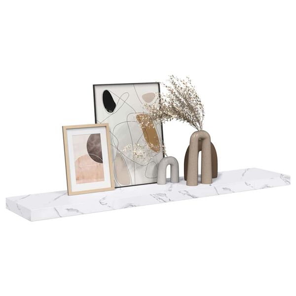 vidaXL Sieninė lentyna su saugykla Balti marmuro 120 x 23,5 x 4 cm