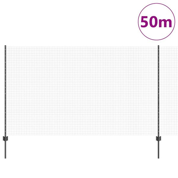 vidaXL Tvora su stulpais Pilka 1,4 x 50 m Plienas ir PVC