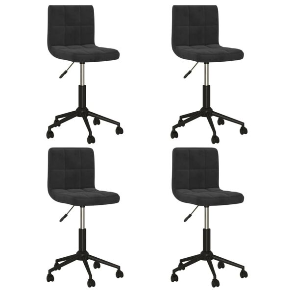 vidaXL Pasukamos valgomojo kėdės, 4vnt., juodos spalvos, aksomas