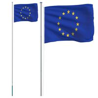 vidaXL Europos Sąjungos vėliava su stiebu, aliuminis, 6,23m