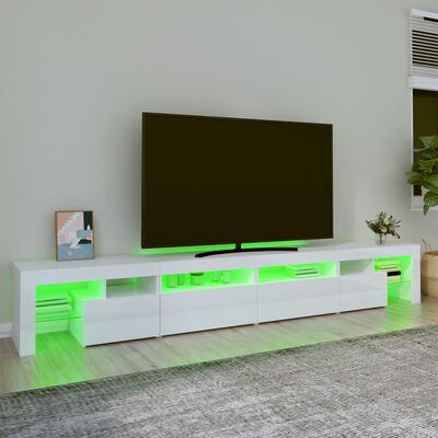 vidaXL TV spintelė su LED apšvietimu, balta, 260x36,5x40cm, blizgi