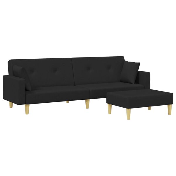 vidaXL Dvivietė sofa-lova su pakoja, juodos spalvos, audinys