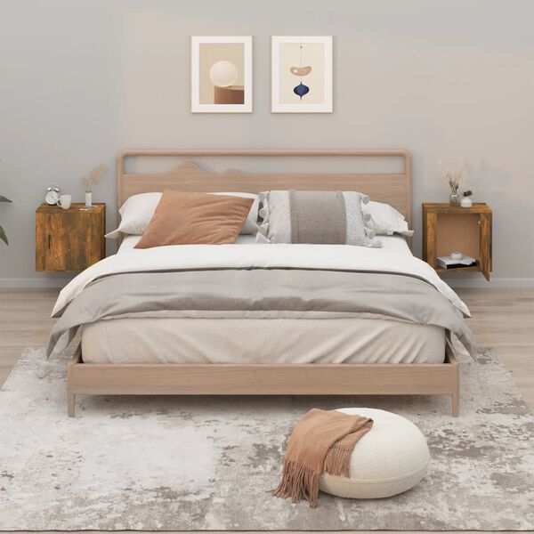 vidaXL Sieninės naktinės spintelės, 2vnt., dūminio ąžuolo, 50x30x47cm