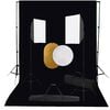 vidaXL Fotostudijos komplektas su &scaron;viesdėžėmis, fonu ir reflektoriumi