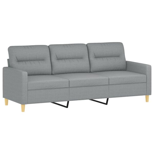 vidaXL Trivietė sofa su pagalvėlėmis, šviesiai pilka, 180cm, audinys