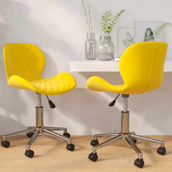 vidaXL Pasukamos valgomojo kėdės, 2vnt., garstyčių geltonos, aksomas