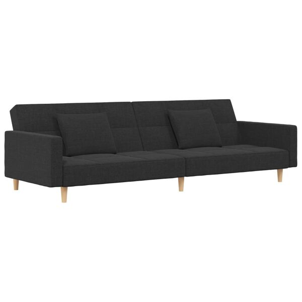 vidaXL Dvivietė sofa-lova su pagalvėmis ir pakoja, pilka, audinys