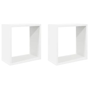 vidaXL Sieninės lentynos, 2vnt., baltos, 30x15x30cm, kubo formos