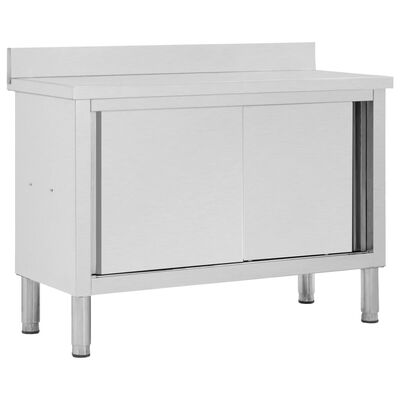 vidaXL Darbo stalas su durimis, 120x50x(95-97)cm, nerūdijantis plienas