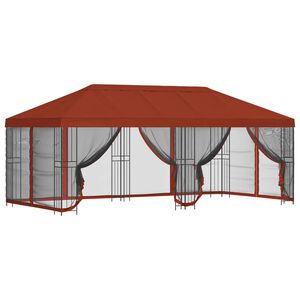vidaXL Paviljonas su &scaron;oninėmis sienelėmis 6 x 3 m Terakotos