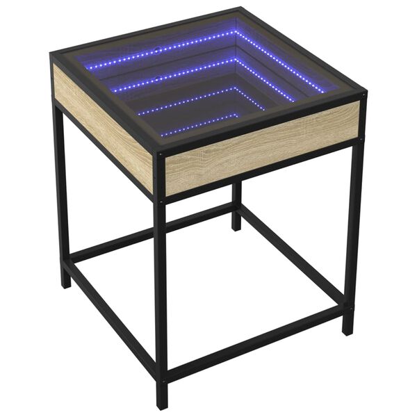 vidaXL Naktinis staliukas su Infinity LED, ąžuolo, 40x40x51cm