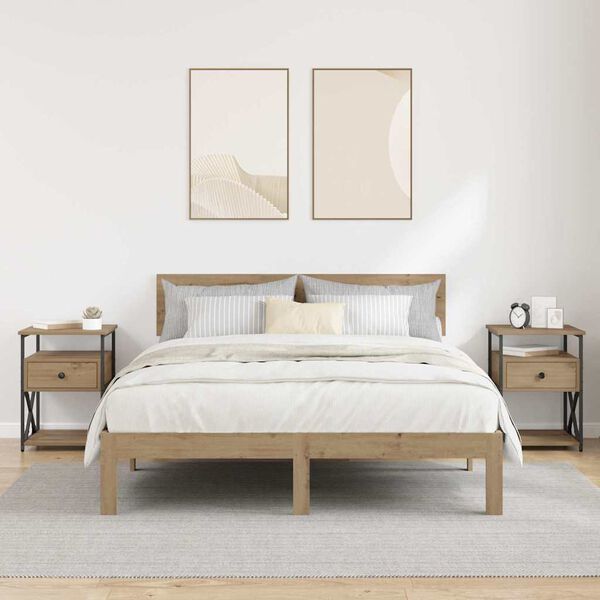 vidaXL &Scaron;alia lovos spintelė 2 pcs Amatininkų ąžuolas 40 x 42 x 55 cm