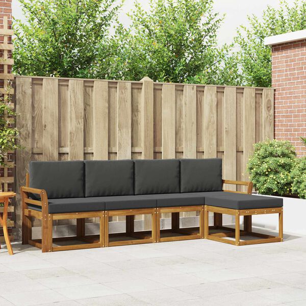 vidaXL Lauko sofos komplektas su pagalve 5 pcs Natūralus ir antracitas