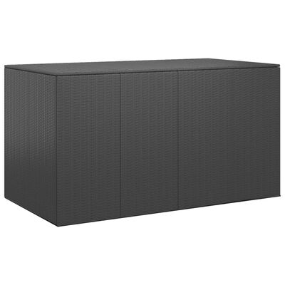 vidaXL Sodo dėžė pagalvėlėms, juoda, 194x100x103cm, PE ratanas