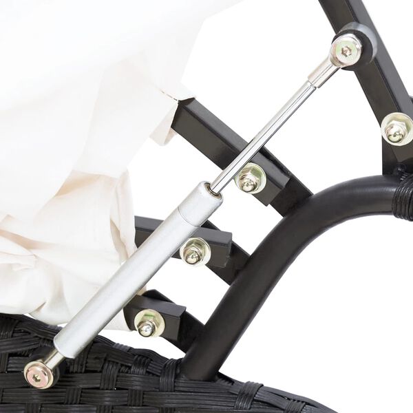 vidaXL Lauko gultas su pagalvėlėmis, poliratanas, juodas