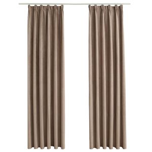 vidaXL Naktinės užuolaidos su kabliukais, 2vnt., taupe, 140x175cm