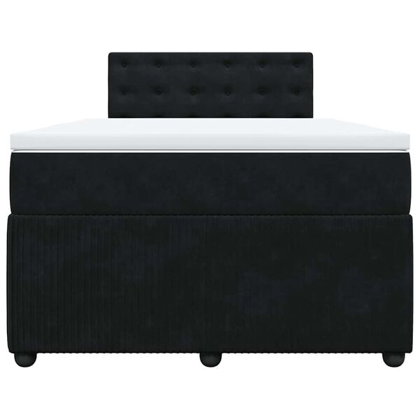 vidaXL Lova su spyruoklėmis ir čiužiniu, juoda, 120x190cm, aksomas