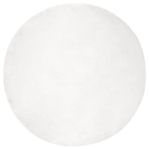 vidaXL Dirbtinio triu&scaron;io kailio kilimas Olite Balta &Oslash; 80 cm