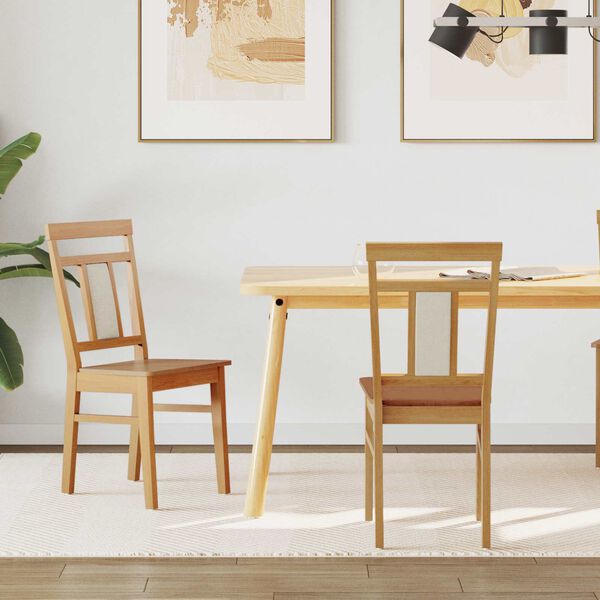 vidaXL Valgomasis krėslas 2 pcs Natūrali Kietas gumos medis