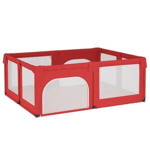 vidaXL Kūdikio maniežas su 2 durimis, raudonas, oksfordo audinys