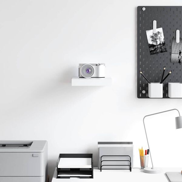 vidaXL Pakabinama sieninė lentyna, baltos spalvos, 23x23,5x3,8cm, MDF