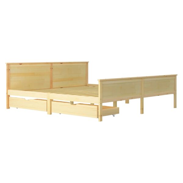 vidaXL Lovos rėmas su 2 stalčiais, 180x200cm, pu&scaron;ies medienos masyvas