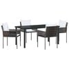 vidaXL Sodo valgomojo komplektas 5 pcs Ruda ir juoda PE ratanas
