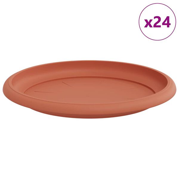 vidaXL Apvalus gėlių padėklas 24 pcs Raudona plyta &Oslash; 14 x 2 cm