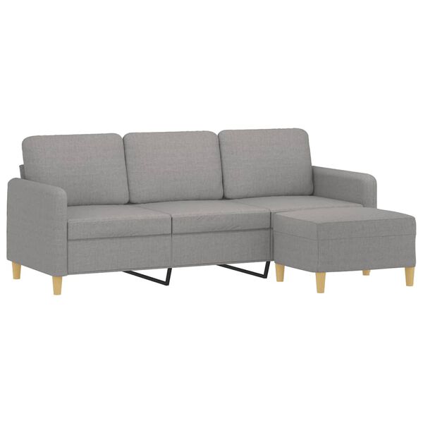 vidaXL Trivietė sofa su pakoja, &scaron;viesiai pilka, 180cm, audinys