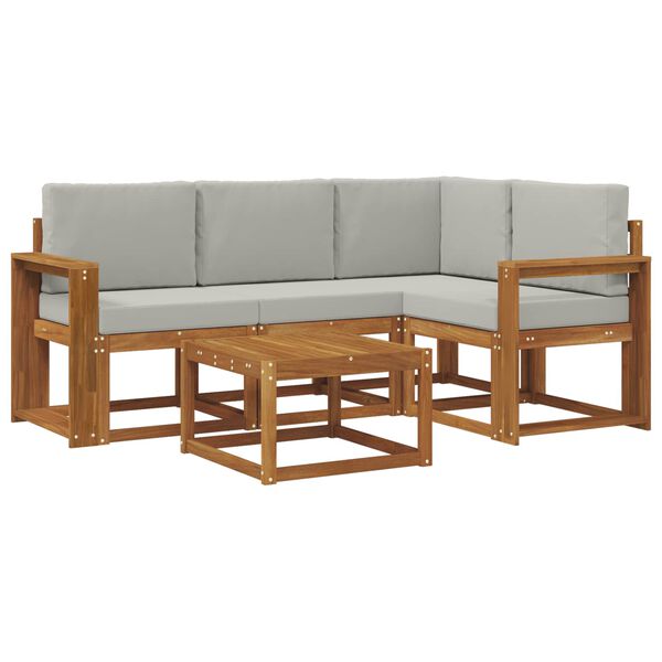 vidaXL Lauko sofos komplektas 5 pcs Natūrali ir &scaron;viesiai pilka