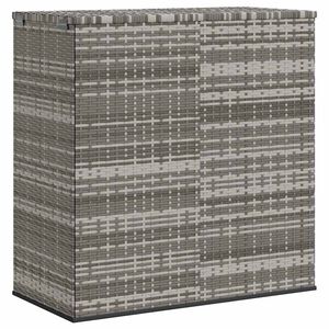 vidaXL Sodo dėžė pagalvėlėms, pilka, 100x49x103,5cm, PE ratanas