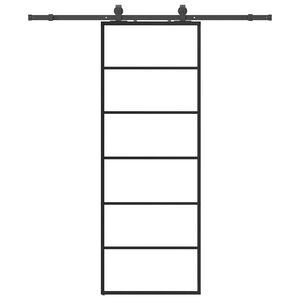 vidaXL Stumdomos durys su įrangos rinkiniu, juodas, 76x205 cm, ESG ir