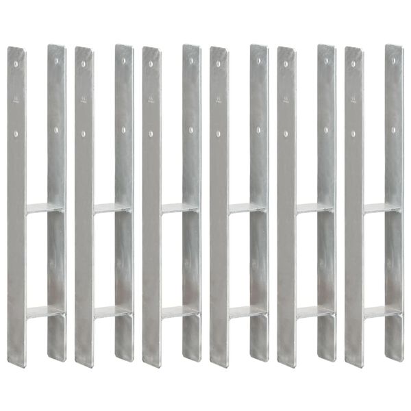 vidaXL Tvoros stulpai, 6vnt., sidabrinės spalvos, 8x6x60cm, plienas