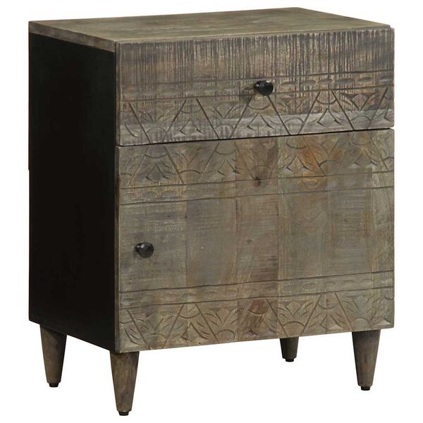 vidaXL naktinė spintelė &scaron;viesiai pilka 50x33x60 cm medžio masyvo mango