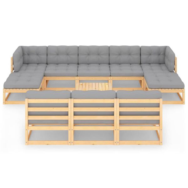 vidaXL Sodo komplektas su pagalvėlėmis, 11 dalių, pu&scaron;ies masyvas