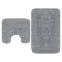 vidaXL Vonios kilimėlių rinkinys, 2d., audinys, pilkas