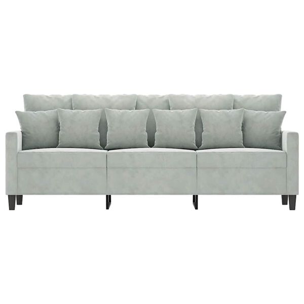 vidaXL Trivietė sofa, &scaron;viesiai pilkos spalvos, 180cm, aksomas