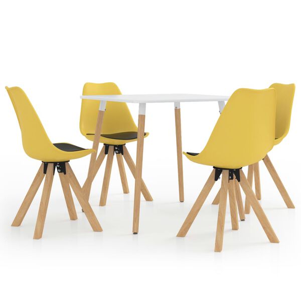 vidaXL Valgomojo baldų komplektas, 5 dalių, juodos ir geltonos spalvos