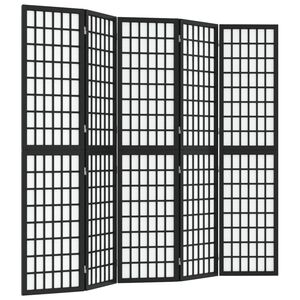 vidaXL Kambario pertvara, juoda, 5 segmentai, 200x170cm, japoni&scaron;ka