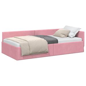 vidaXL Kampinė lovos konstrukcija Rožinė 80 cm x 200 cm Aksomas
