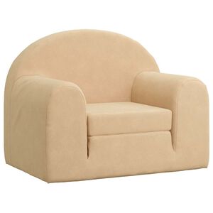 vidaXL Vaiki&scaron;ka sofa-lova, kreminės spalvos, mink&scaron;tas pliu&scaron;as