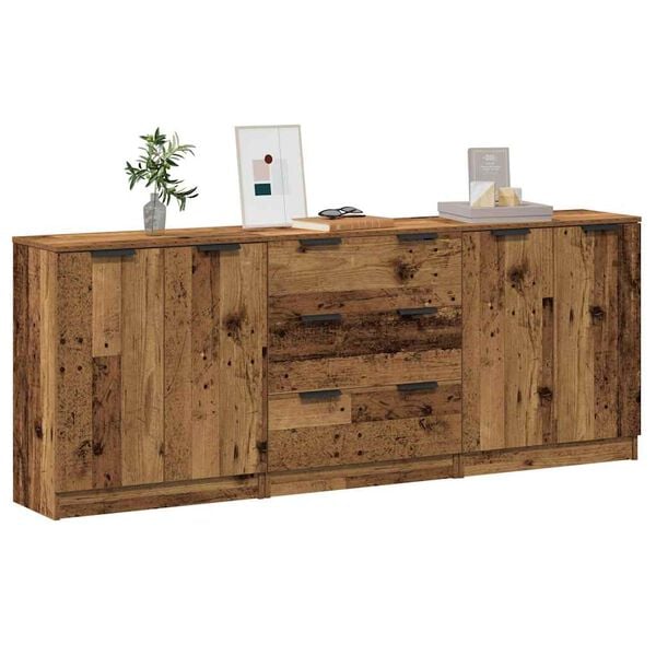 vidaXL indaujos 3 vnt Old Wood 60x30x70 cm Engineered Wood