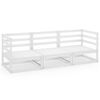 vidaXL Trivietė sodo sofa, baltos spalvos, pu&scaron;ies medienos masyvas
