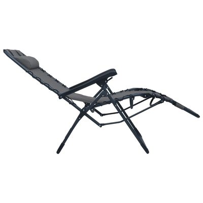 vidaXL Sulankstomos terasos kėdės, 2vnt., pilkos spalvos, tekstilenas