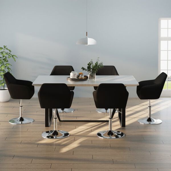 vidaXL valgomojo kėdės, 6vnt., juodos spalvos, dirbtinė oda