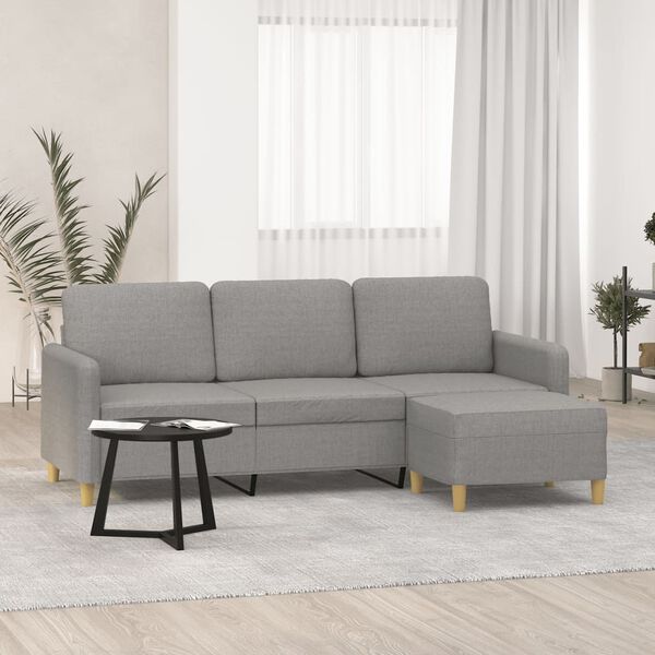 vidaXL Trivietė sofa su pakoja, &scaron;viesiai pilka, 180cm, audinys