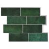 vidaXL Metro plytelė 10 pcs Tamsiai žalia 29 x 21 cm