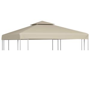 vidaXL Atsarginis pavėsinės uždangalas, 310g/m&sup2;, smėlio, 3x3m