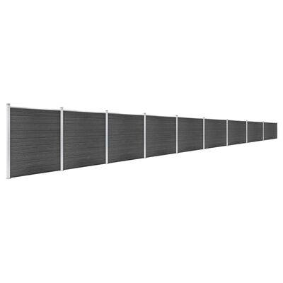 vidaXL Tvoros segmentų rinkinys, juodos spalvos, 1564x186cm, WPC