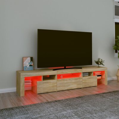 vidaXL Televizoriaus spintelė su LED apšvietimu, ąžuolo, 200x36,5x40cm
